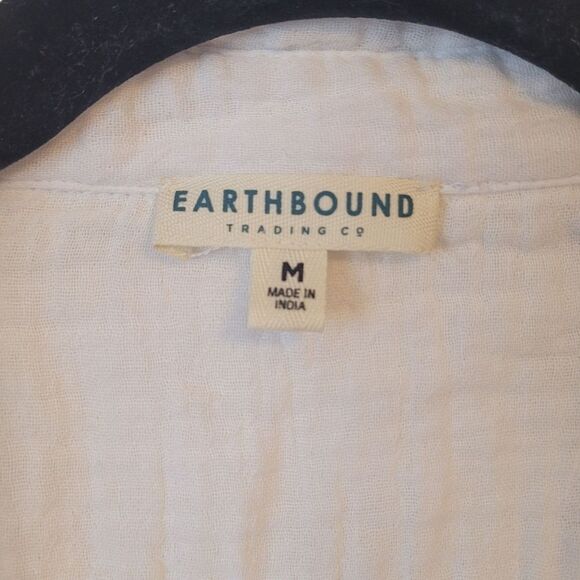 Earthbound Women's White Gauzy Cotton Eyelet Blouse Size M - Picture 3 of 7